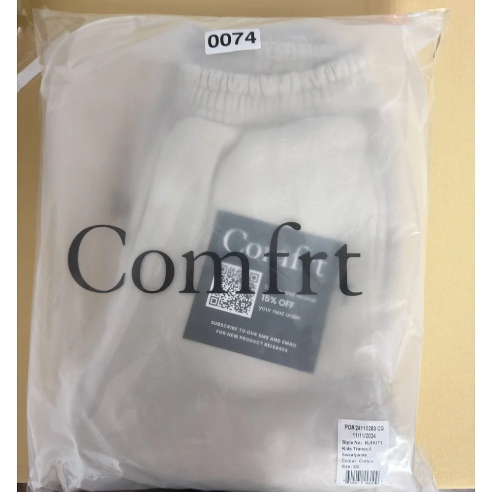 NIB Comfrt Kids Tranquil Sweatpants XS Cotton Off-White‎